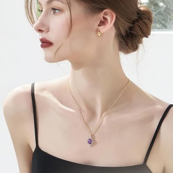 Neiman Marcus 18k Gold Plated Purple Forever Eye Necklace - Picture 3 of 5